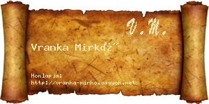 Vranka Mirkó névjegykártya